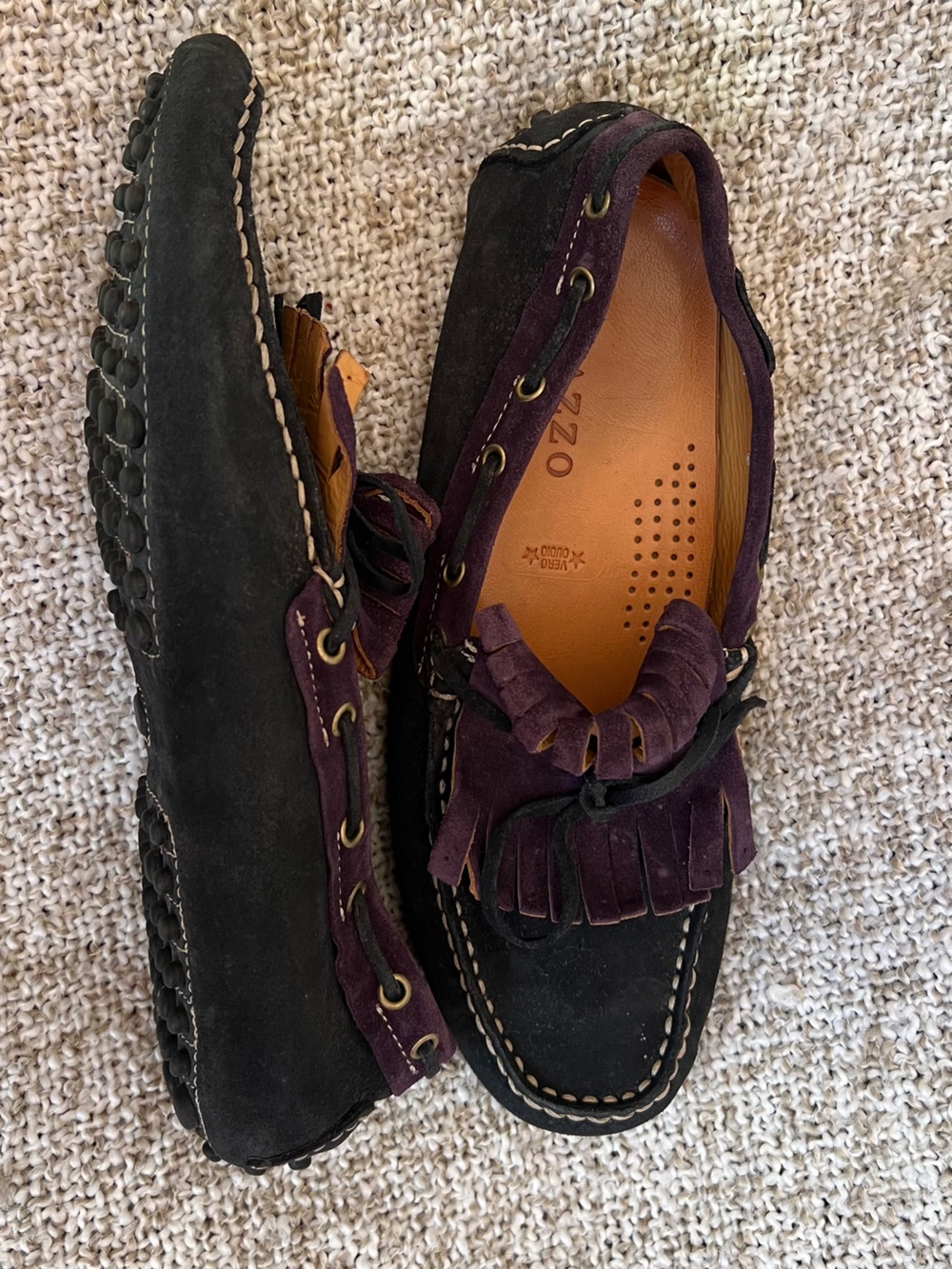 Men’s 11 Caiazzo Italian Leather Fringe Suede Driving Moccasins / Loafers